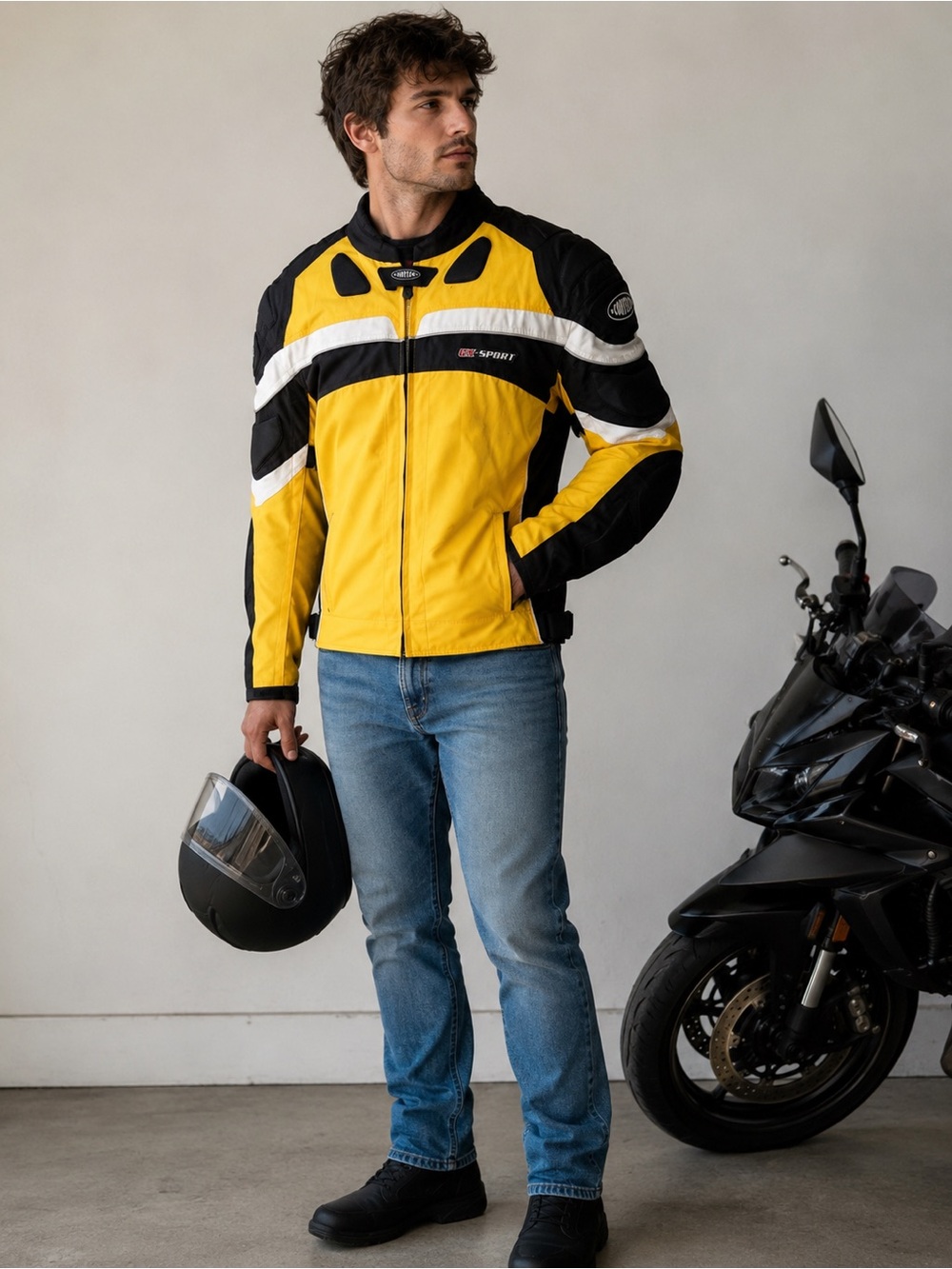 GX-Sport Men's Yellow & Black Performance Motorcycle Jacket